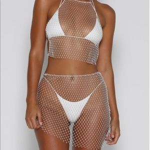 NWT Meshki Diamanté Net Mini Skirt XS